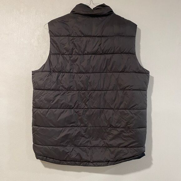 Reversible Puffer Vest Black & Gray | Men’s/Unisex Quilted Zip Up Winter Sleevel - Picture 2 of 6